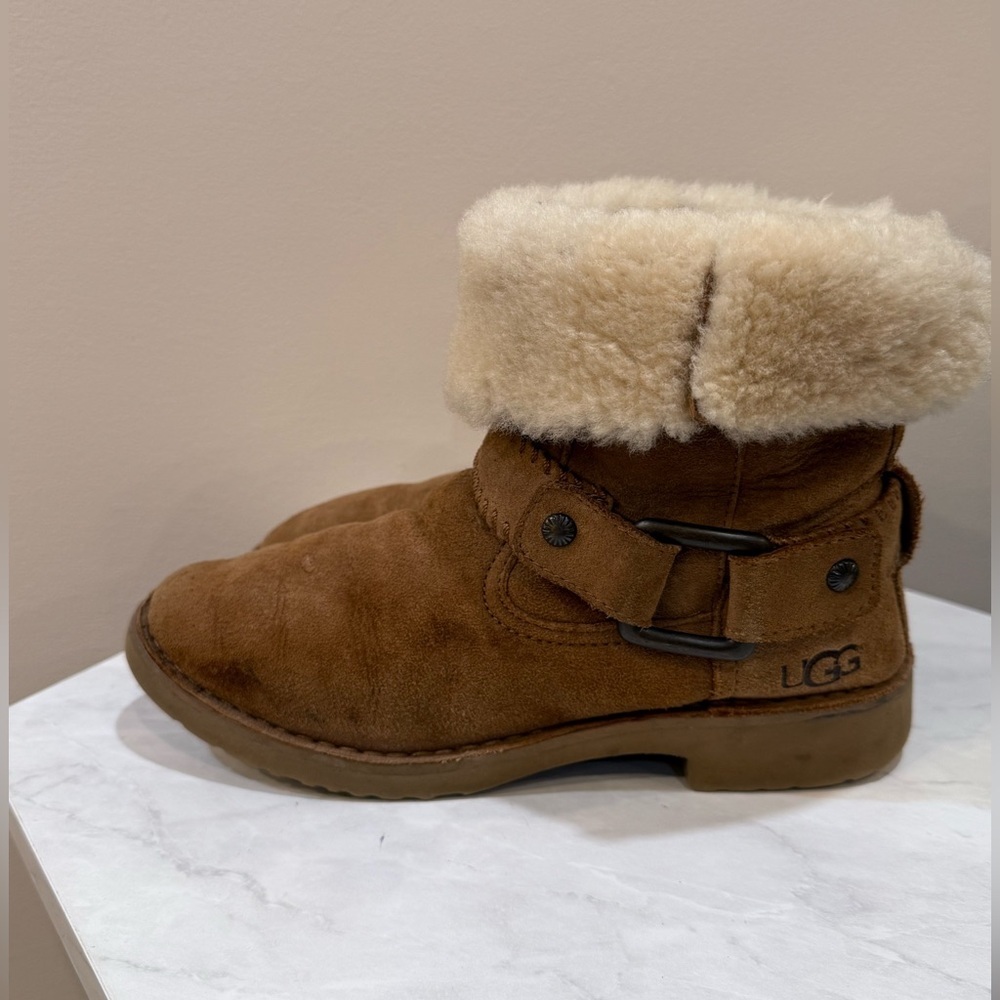 🔥UGG Chestnut Suede Shearling Fold-Over Boot Women’s Size 7 Used Condition 🔥